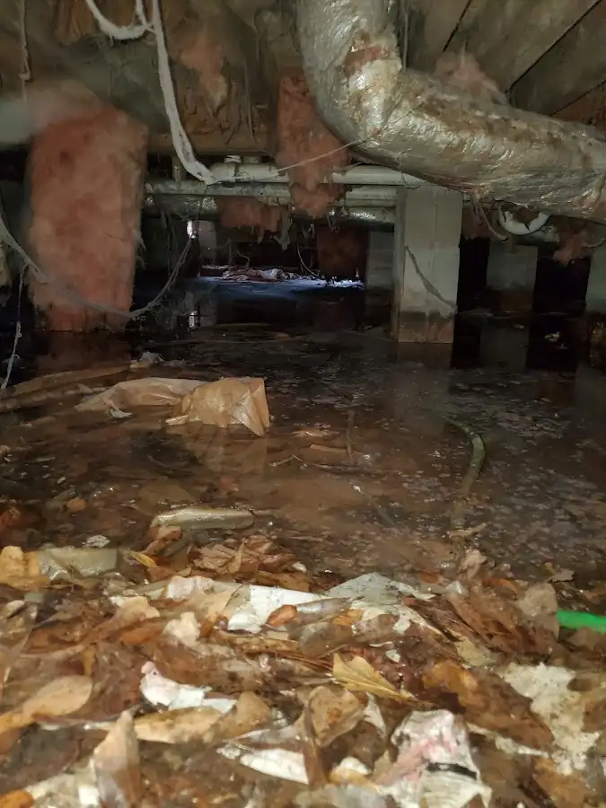 Crawl space flood assessment for Commercial Water Damage Restoration in Orosi